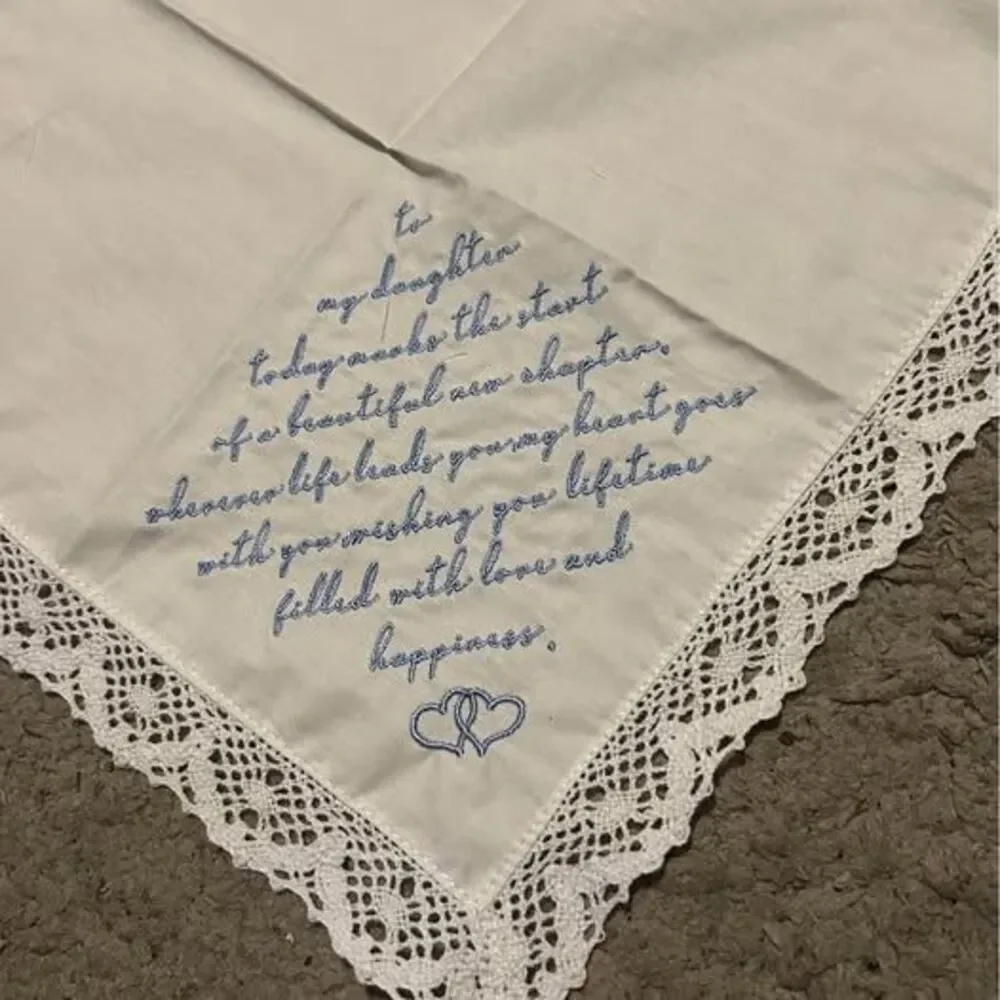 Something Blue Embroidered Handkerchief “to My Daughter” Gift